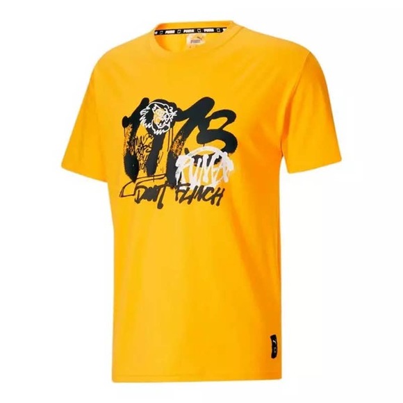 Puma Men's Block Party Tee - Yellow short sleeve tshirt sz L - Picture 1 of 3